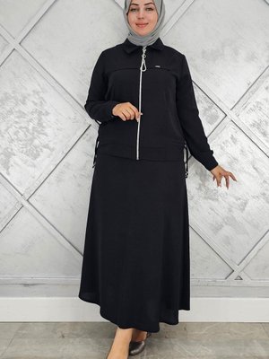 Siyah Büzgü Detaylı İkili Takım