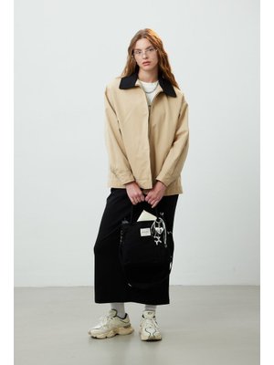 Camel Kontrast Yakalı Gabardin Ceket Camel Kontrast Yakalı Gabardin Ceket