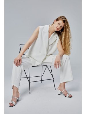 Ekru Salaş Kesim Dökümlü Pantolon