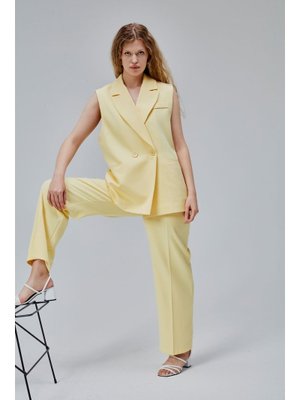 Sarı Salaş Kesim Dökümlü Pantolon