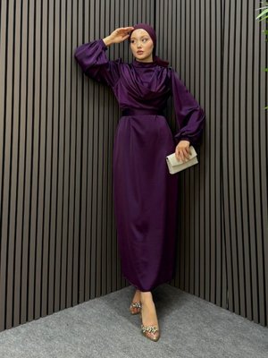 Mor Degaje Abiye Elbise