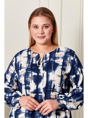 İndigo Büyük Beden İpli Tunik İndigo Büyük Beden İpli Tunik