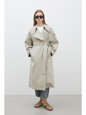 Yeşil Oversıze Geniş Yaka Trençkot Yeşil Oversıze Geniş Yaka Trençkot