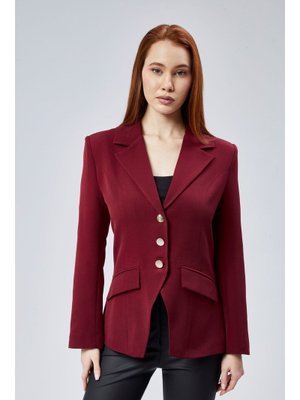 Bordo Regular Fit Dokuma Ceket