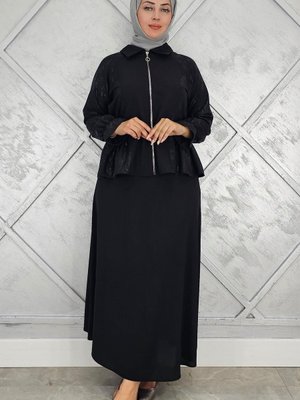 Siyah Büzgü Detaylı İkili Takım