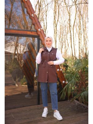 Kahverengi Kapitone Yelek