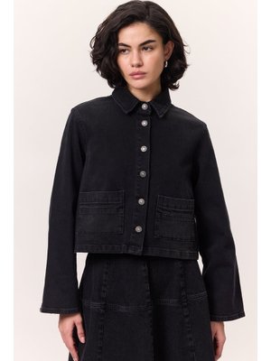 Siyah Kısa Denım Gömlek Ceket Siyah Kısa Denım Gömlek Ceket