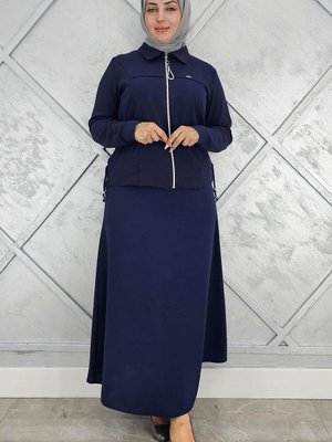 Lacivert Büzgü Detaylı İkili Takım Lacivert Büzgü Detaylı İkili Takım