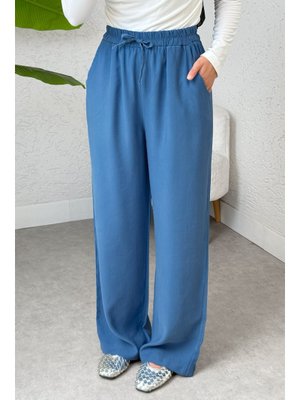 İndigo Bel Lastikli Salaş Pantolon