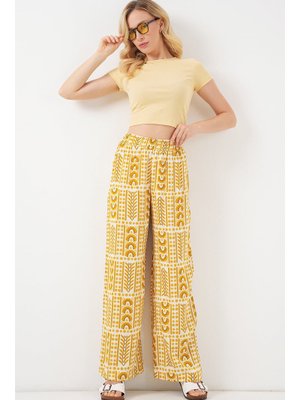 Sarı Desenli Viskon Pantolon Sarı Desenli Viskon Pantolon