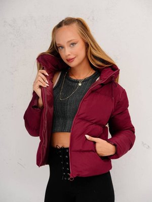 Bordo Kısa Kapüşonlu Regular Mont