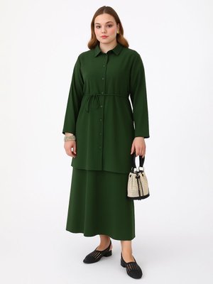 Haki Modal Kumaşlı Elbise & Tunik Büyük Beden İkili Takım Haki Modal Kumaşlı Elbise & Tunik Büyük Beden İkili Takım