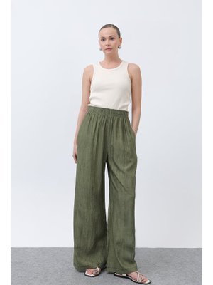 18238pnt Beli Lastikli Bol Pantolon