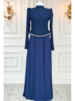 Lacivert Naz Abiye Elbise