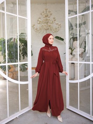 Bordo Robalı Boncuklu Ferace Bordo Robalı Boncuklu Ferace