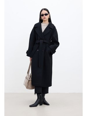 Siyah İtalyan Kaşe Premıum Kaban