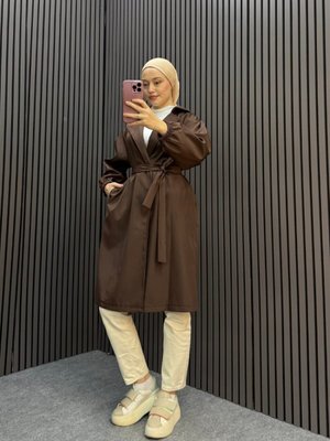 Kahverengi Belinay Kahve Trençkot Kahverengi Belinay Kahve Trençkot