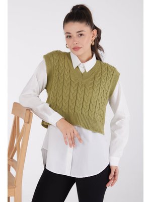 Yesıl Triko Süveter Yesil