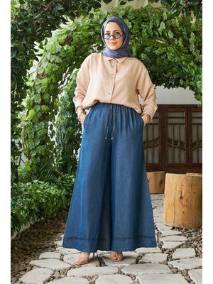 Koyu Mavi Battal Tensel Lastikli Pantolon