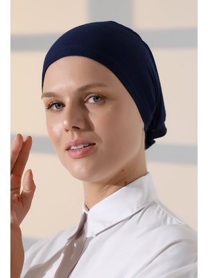 Dikişli Bağlamalı Düz Penye Bone Lacivert Dikişli Bağlamalı Düz Penye Bone Lacivert