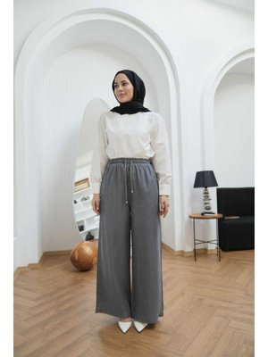 Gri Battal Tensel Lastikli Pantolon