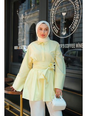 Sarı Uzun Kuşaklı Gömlek