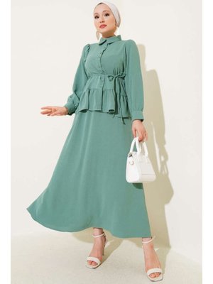 Yeşil Ayrobin İp Bağcıklı Etekli İkili Takım