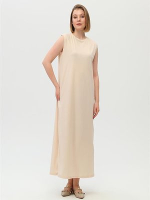 Krem Defile İçlik Sade Basic Kolsuz Elbise Krem Defile İçlik Sade Basic Kolsuz Elbise