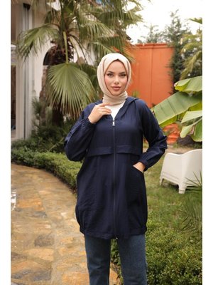 Lacivert Fermuarlı Cepli Lastikli Kısa Şık Spor Kap 46) Lacivert Fermuarlı Cepli Lastikli Kısa Şık Spor Kap 46)