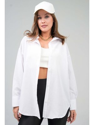 Beyaz Basic Oversize Gömlek Beyaz Basic Oversize Gömlek