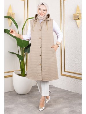 Vizon Kapüşonlu Kapitone Yelek