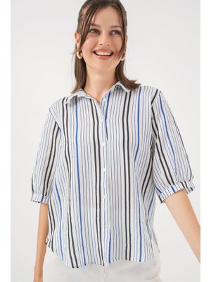 Lacivert Çizgili Kısa Kol Gömlek Lacivert Çizgili Kısa Kol Gömlek