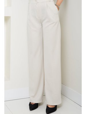 Bej Mihre Çımalı Palazzo Pantolon