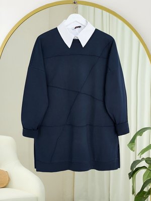 Laci Yuvarlak Yaka Çimalı Yırtmaçlı Salaş Penye Tunik