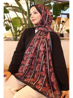 Kırmızı Etnik Desenli Şal