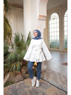 Yarım Patlı Beli Bağlamalı Yandan Fermuarlı Tunik