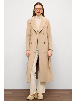 Bej Ceket Yaka Kruvaze Ara Boy Kaban