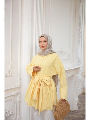 Yarım Patlı Beli Bağlamalı Yandan Fermuarlı Tunik