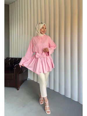 Yarım Patlı Beli Bağlamalı Yandan Fermuarlı Tunik