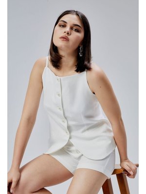 Ekru Regular Fit Astarlı Askılı Yelek