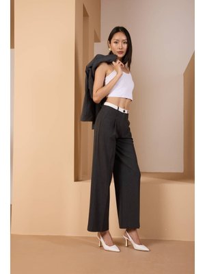 Antrasit Bel Garni Detaylı Palazzo Pantolon