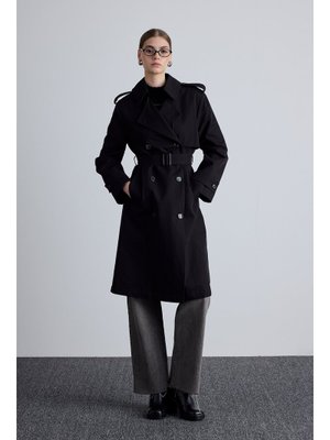 Siyah Anıka Kruvaze Kemerli Trençkot Siyah Anıka Kruvaze Kemerli Trençkot