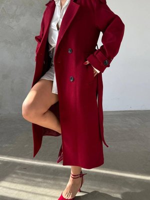 Bordo İthal Kumaş Kaşe Kaban