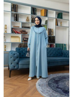 Açık Mavi Tensel Fırfırlı Ferace Açık Mavi Tensel Fırfırlı Ferace