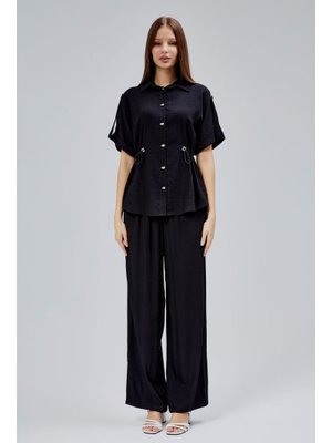 Siyah Rahat Kesim Gömlek Pantolon Takım