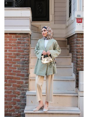 Krem Pileli Ham Pantolon