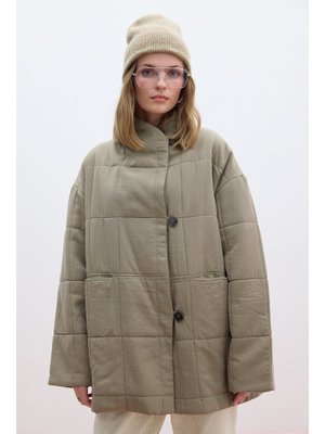 Yeşil Yüksek Yaka Kapitone Mont Yeşil Yüksek Yaka Kapitone Mont