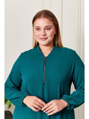 Zümrüt Yeşili Büyük Beden Ayrobin Kumaş Tunik Zümrüt Yeşili Büyük Beden Ayrobin Kumaş Tunik