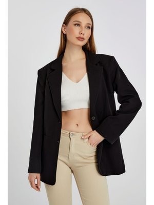 Siyah Regular Astarlı Blazer Ceket