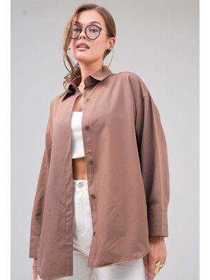 Kahverengi Basic Oversize Gömlek Kahverengi Basic Oversize Gömlek
